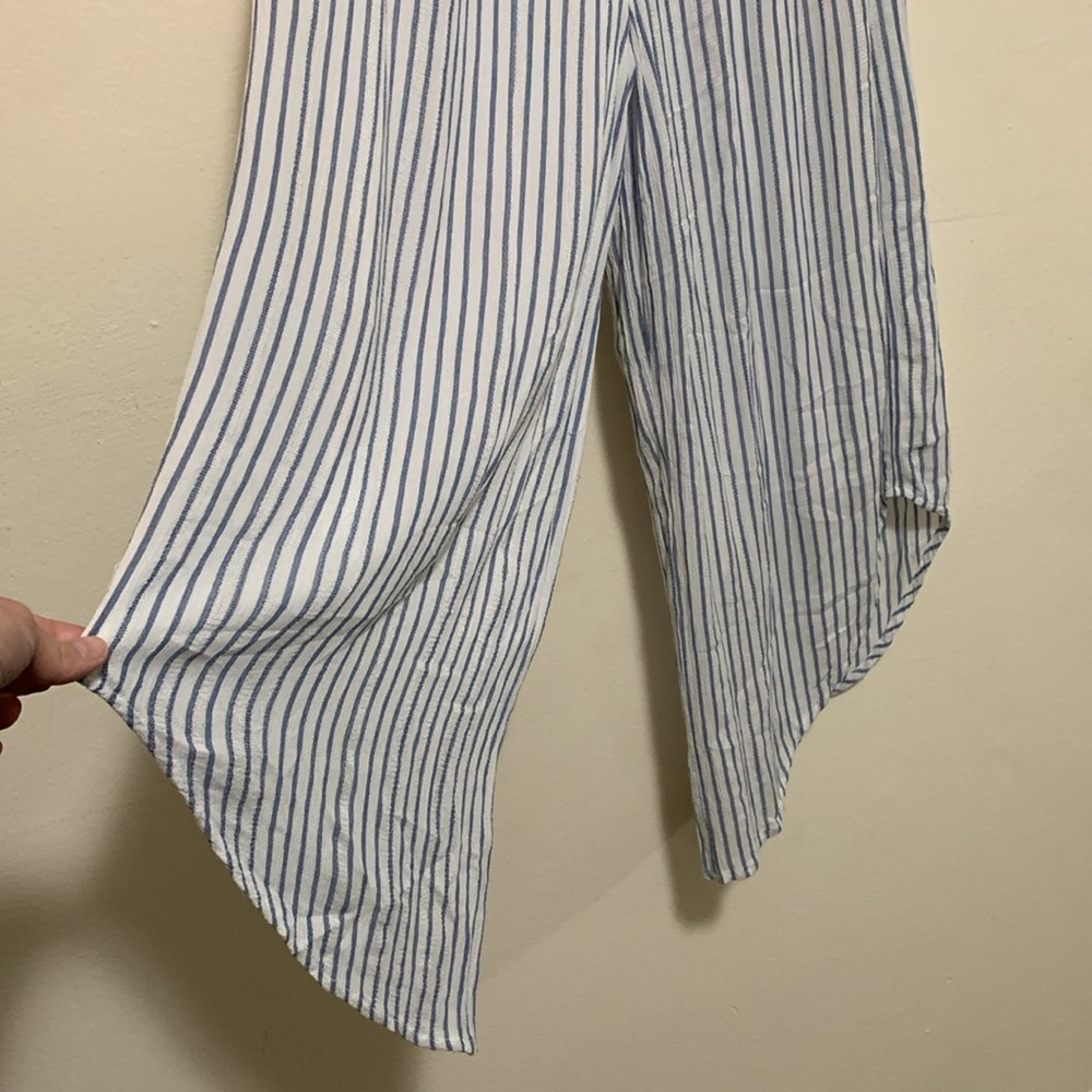 Japna woman size MEDIUM strapless striped blue pinstripe jumpsuit - Picture 2 of 4